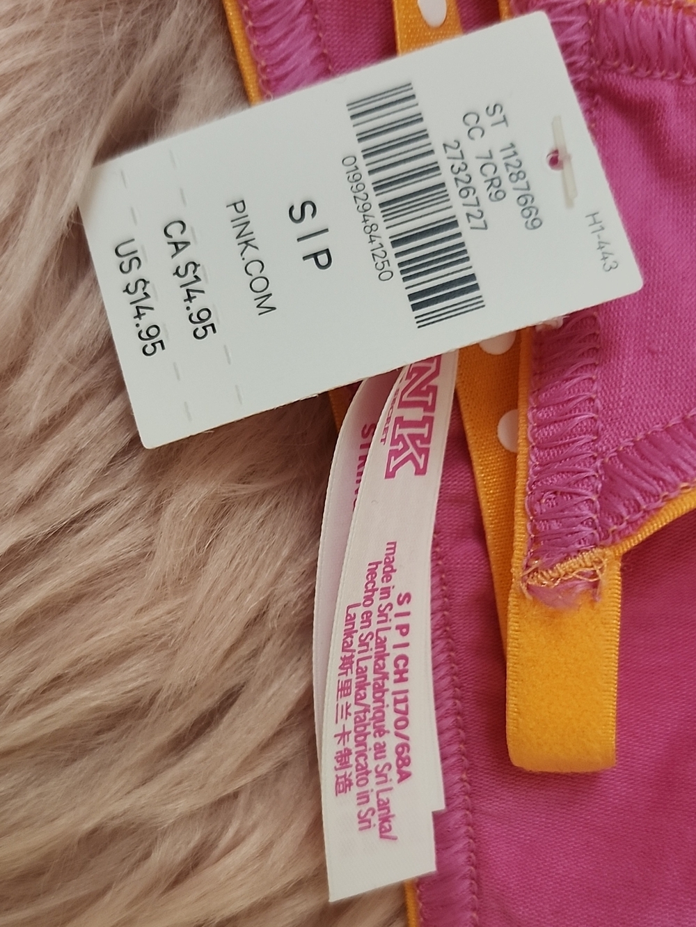 Brand New PINK Victoria's Secret NEON "LOVE PINK 86" V-STRING PANTY-S - Picture 3 of 4